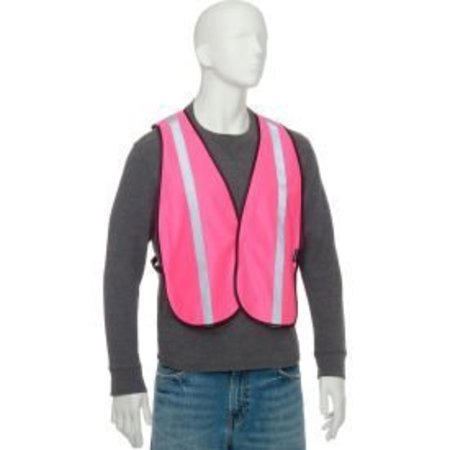 GLOBAL EQUIPMENT Global Industrial„¢ Hi-Vis Safety Vest, 1 Reflective Strip, Polyester, Pink, One Size PS1PKNB